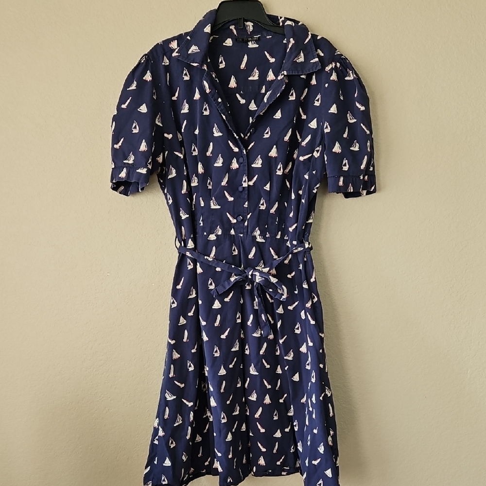 REVOLVE Navy Blue Sailboat Print Asymmetrical Dress